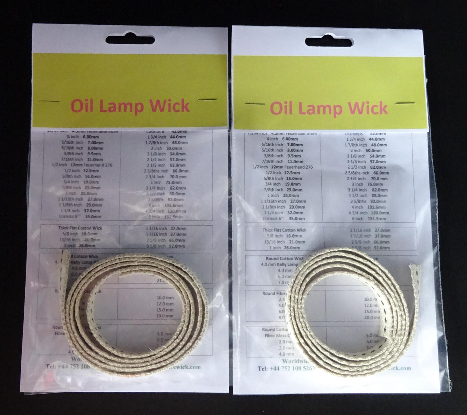 Pre packed oil lamp wick